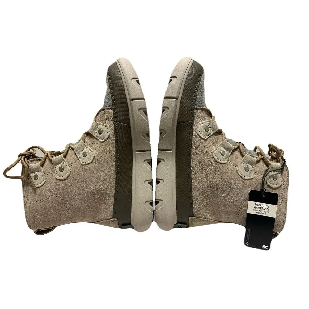 NEW Sorel Womens Size 8 Explorer II Joan Waterproof Taupe Gray Suede Winter Boot